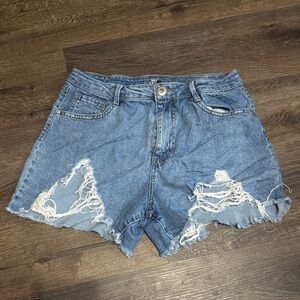 Rewash Blue Distressed Jean Shorts